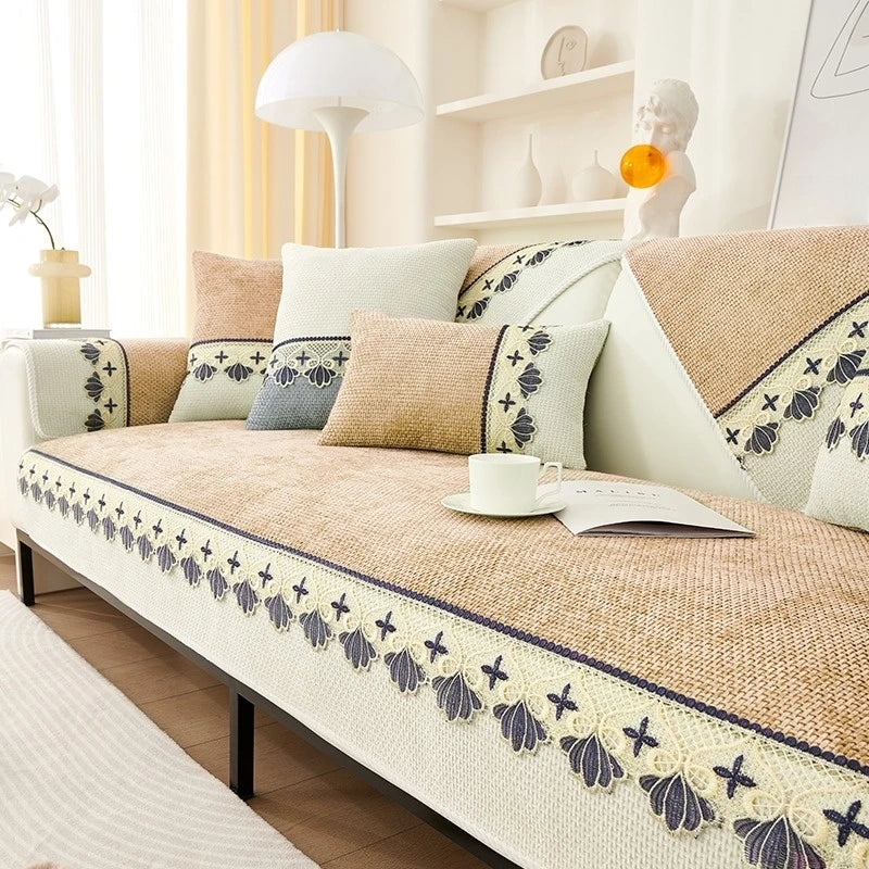 Stylish Lace Sofa Cover | Anti-Slip, Machine Washable, All-Season