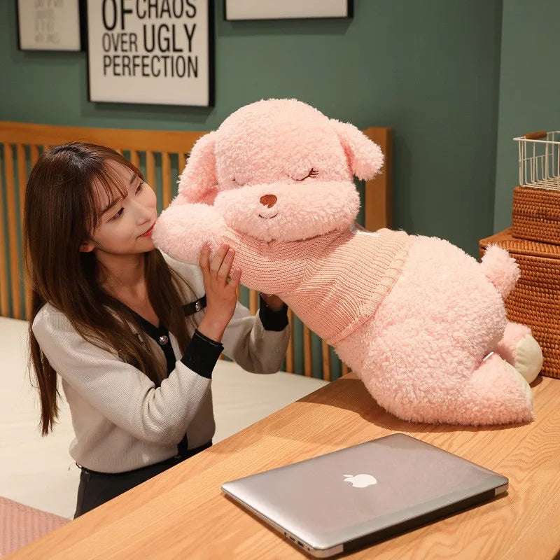 Lovely Giant Plush Dog Pillow | Soft Sweater Dog Stuffed Toy