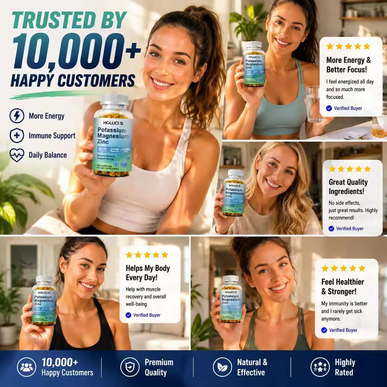 Potassium Magnesium Zinc Capsules | Bone & Heart Health Support
