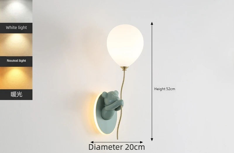 Lámpara de pared de oso creativo | Lámpara suave de globo de dibujos animados para habitaciones infantiles