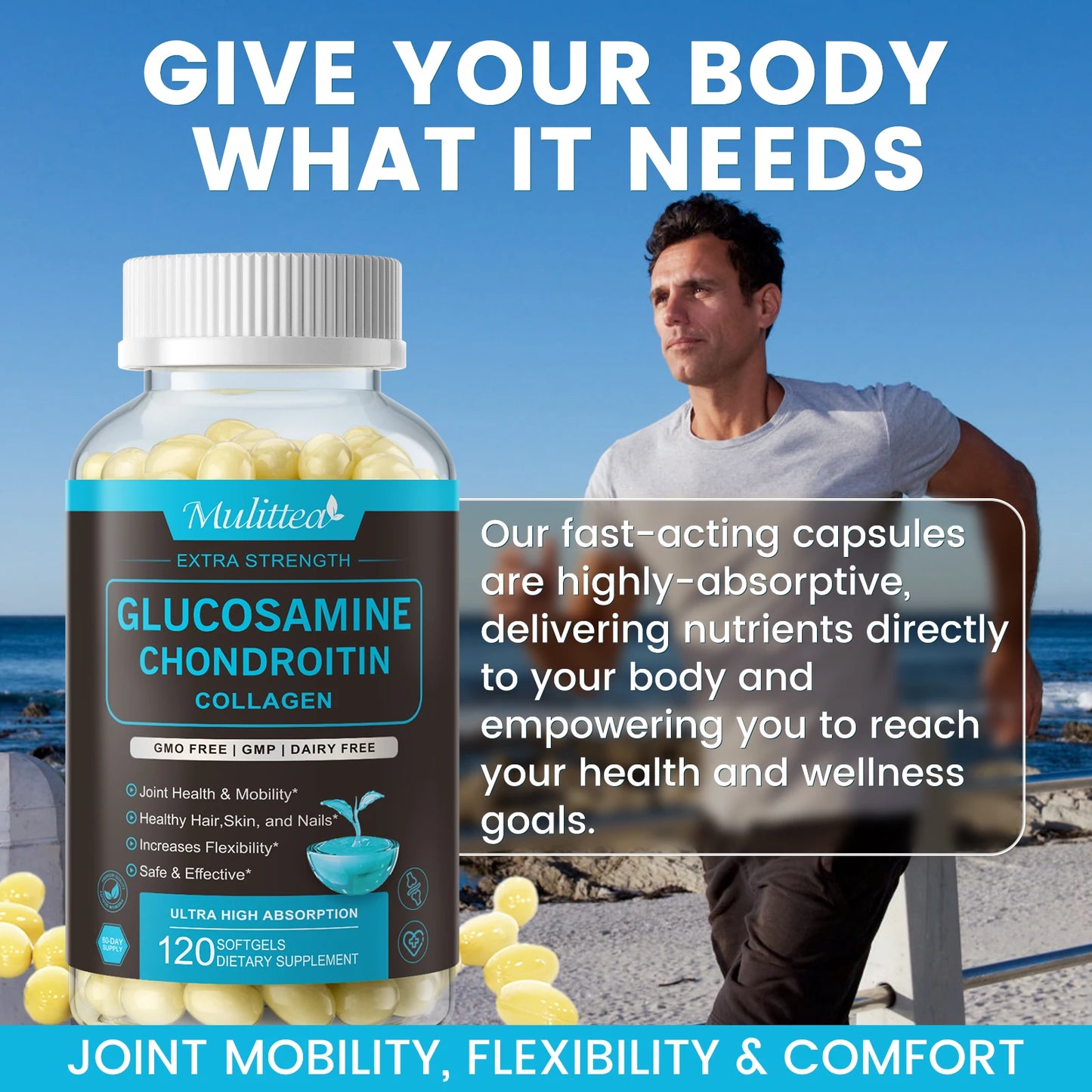Glucosamine Chondroitin Capsules for Joint Health & Collagen Support