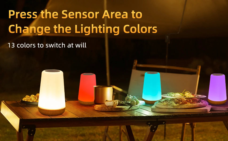 Lámpara de noche portátil RGB que cambia de color | Luz táctil regulable