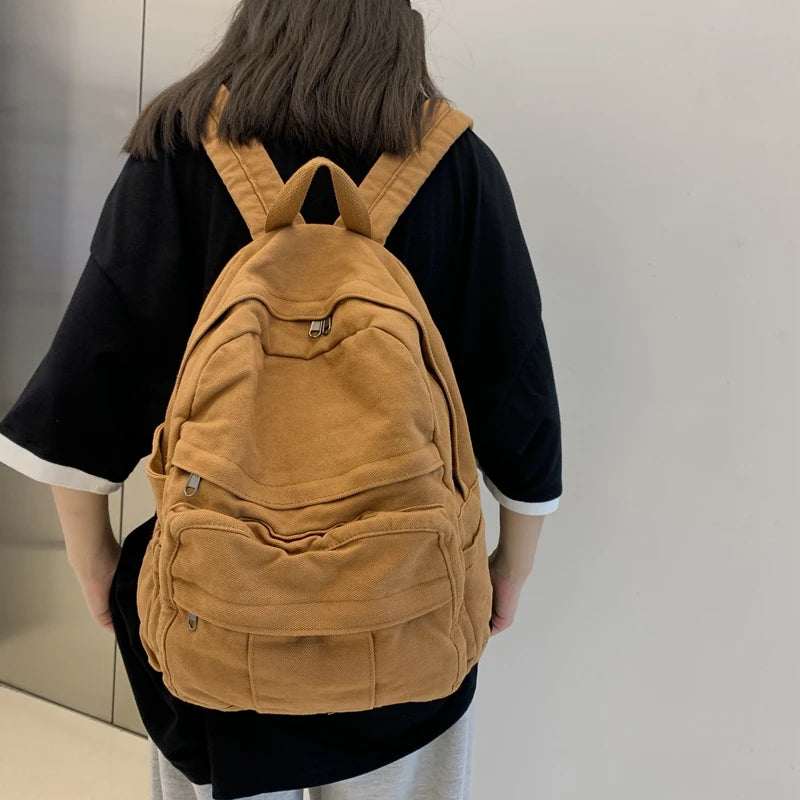Stylish Vintage Fabric Backpack | Trendy & Functional Student Bag