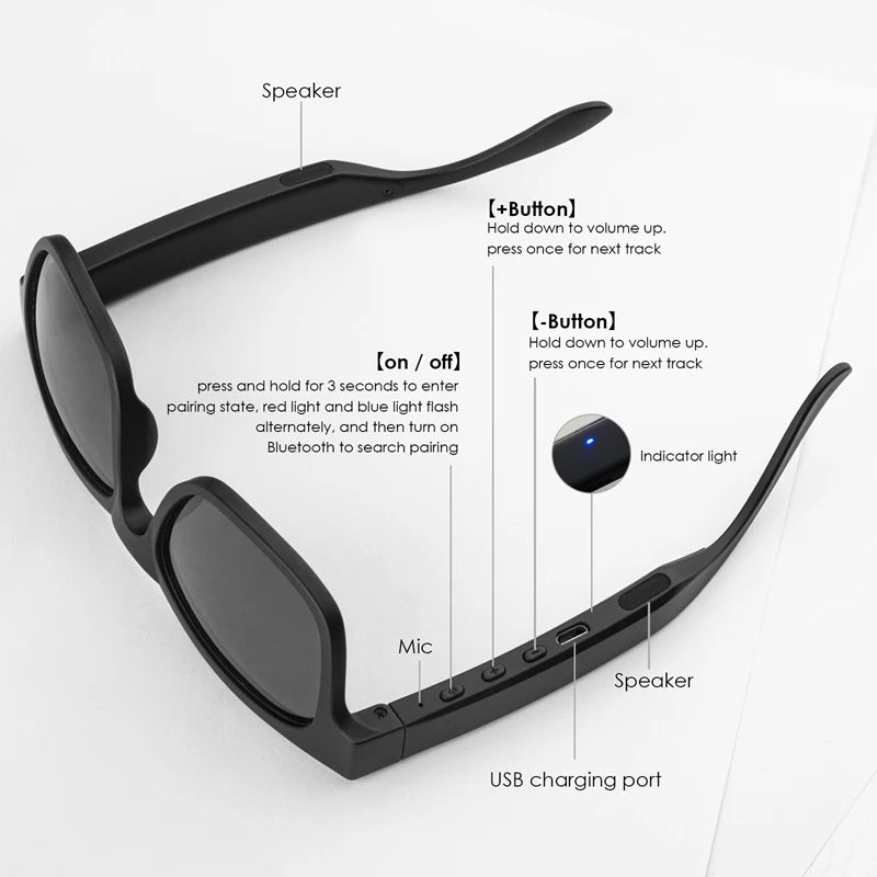 Smart Bluetooth 5.0 Sunglasses - Stylish Wireless Headset