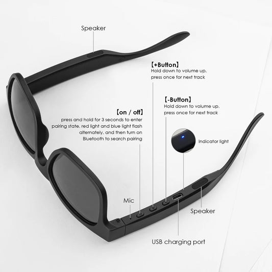 Smart Bluetooth 5.0 Sunglasses - Stylish Wireless Headset