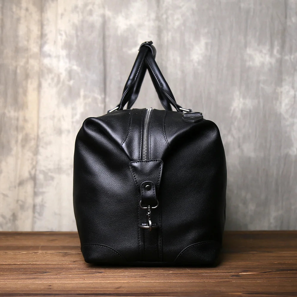 Retro Genuine Leather Men's Travel Bag | Large Capacity Crossbody