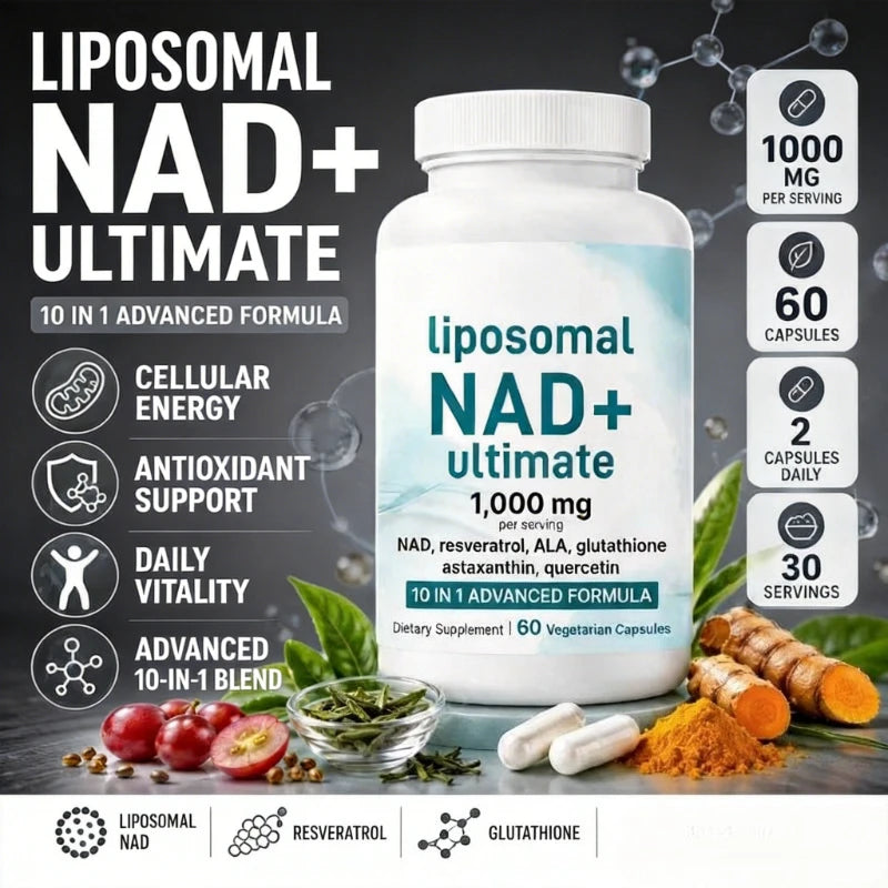 Liposomal NAD+ 1000mg 10 in 1 Formula | Daily Vitality Capsules