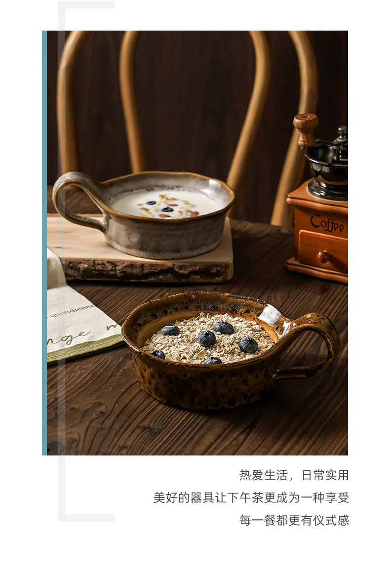 Ensaladera Vintage con Estampado de Leopardo | Elegante Copa de Postre de Cerámica