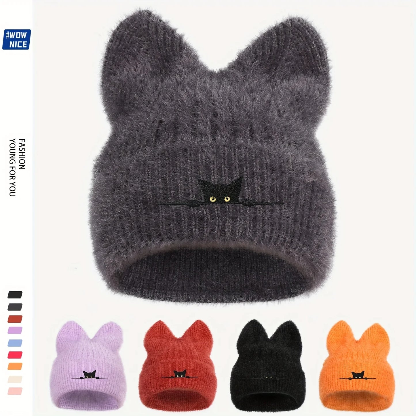 Cat Ears Knitted Hat | Warm Woolen Beanie for Cute Winter Style