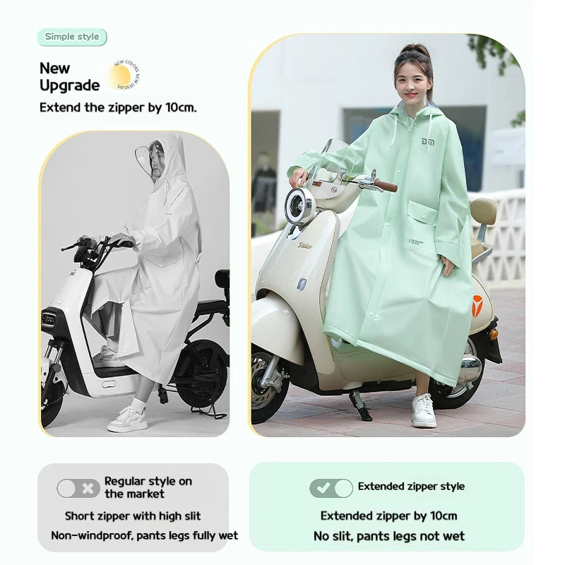 Long Full-Length Anti-Rainstorm Raincoat Poncho for Adults