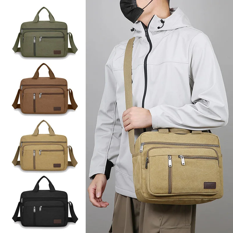 Men's Casual Canvas Shoulder Bag | Lightweight Crossbody Tote