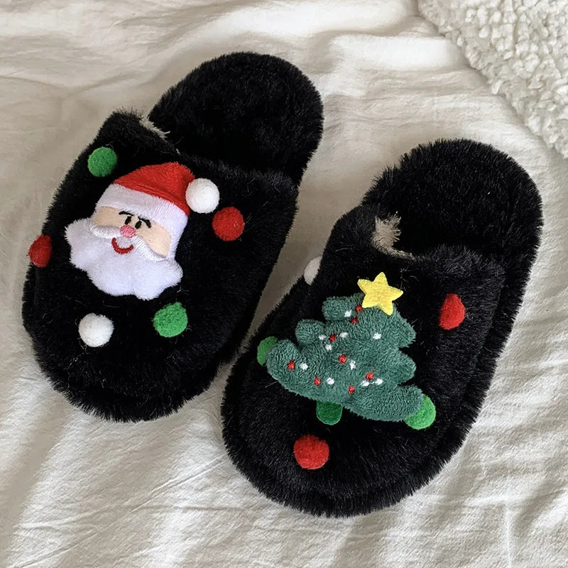 Christmas Kids Plush Slippers | Warm Cotton Indoor Shoes