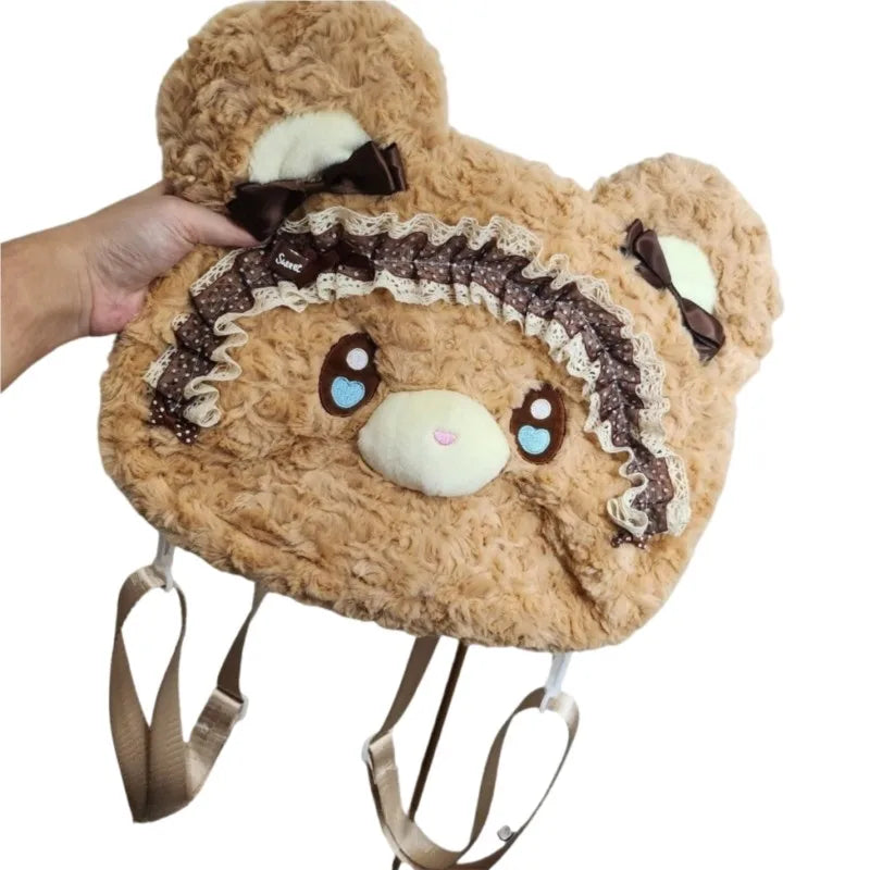 Cute Big Face Bear Plush Backpack | Spacious Women's Bag