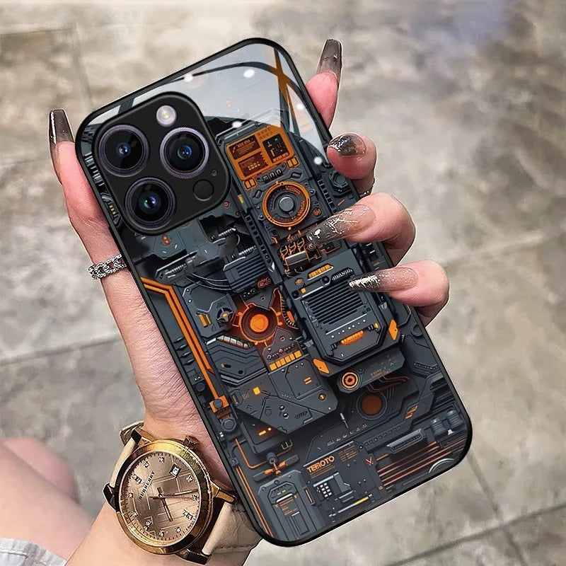 Creative Circuit Board Pattern Glass Phone Case | Stylish Protection