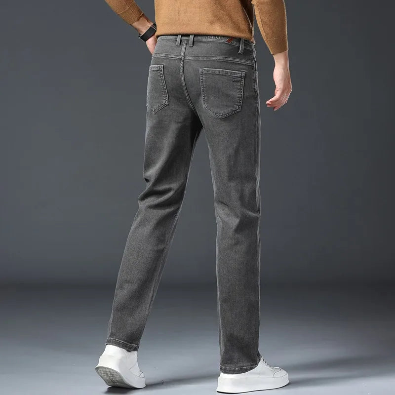 Men's Gray Jeans | Classic Straight Fit Casual Denim Trousers