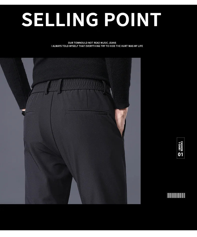 Winter Warm Fleece Men's Business Casual Pants | Stylish Thermal Trousers