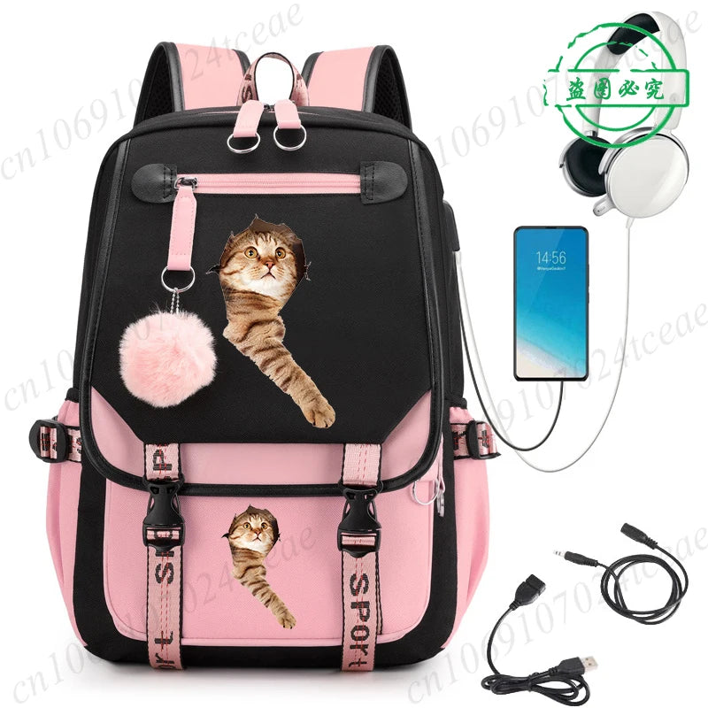 Cute Anime Cat Kawaii Backpack for Girls | Perfect Back to School Bag