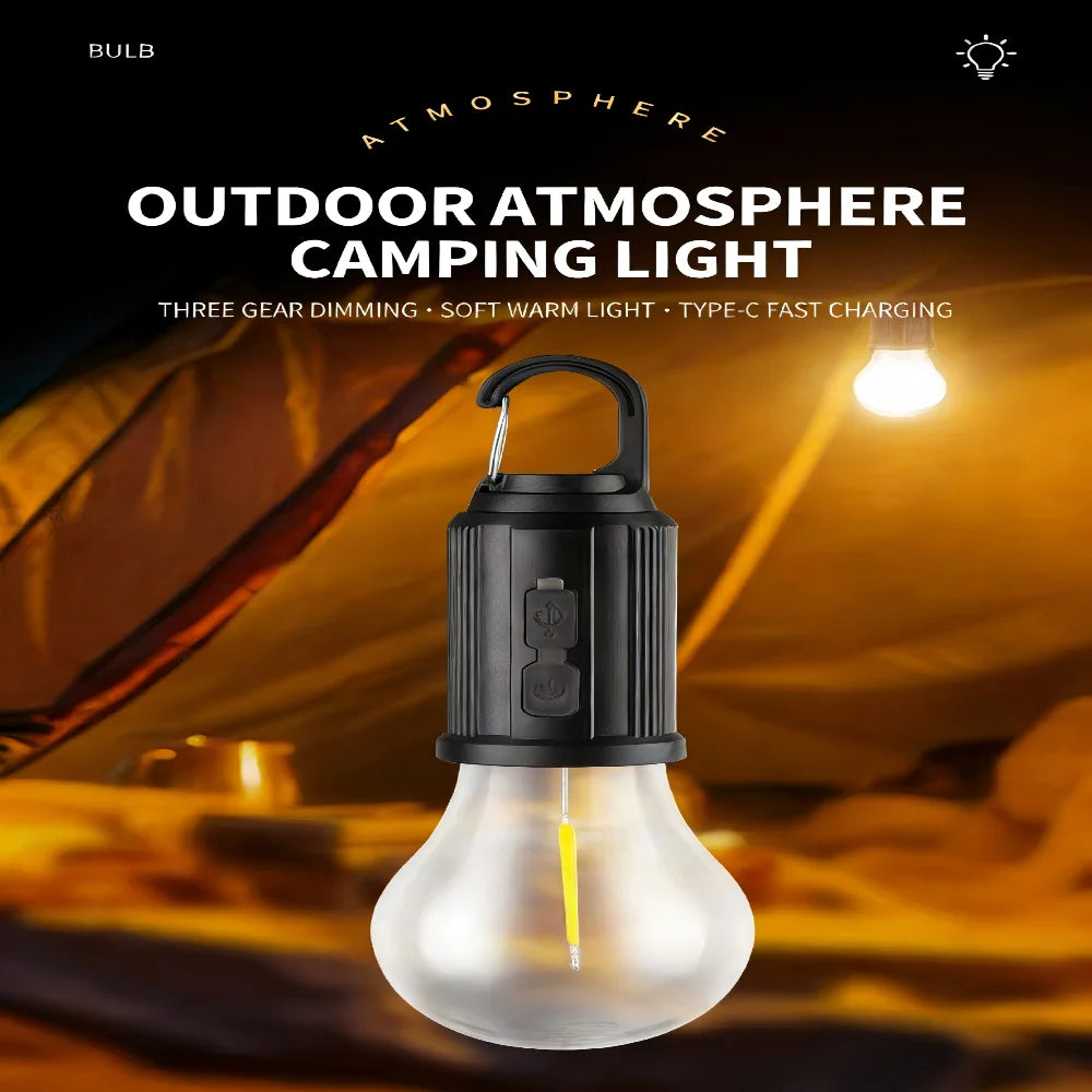 Portable LED Camping Bulb Light | Solar & Type-C Charging Lantern