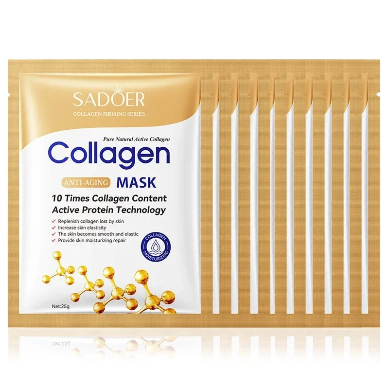 10pcs Collagen Anti-Aging Face Masks | Moisturizing & Revitalizing