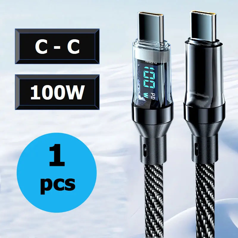 High-Speed 100W Type C to Type C Data Transfer & Charge Cable