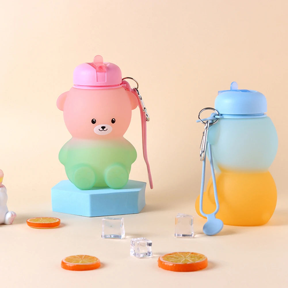 600ml Collapsible Water Bottle | Cute Bear Water Bottle for Sports