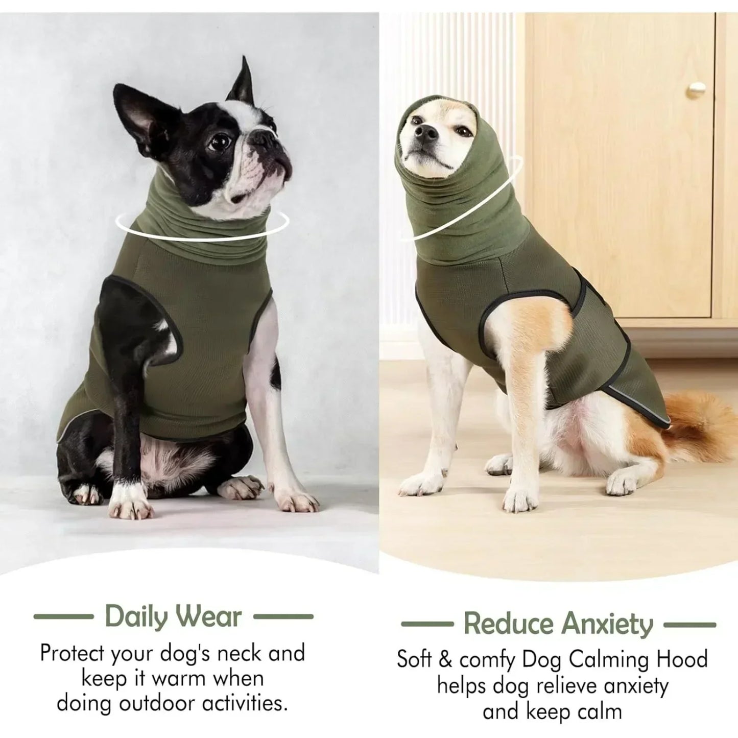 Chaleco para perros ansiosos con capucha | Comodidad y seguridad para mascotas