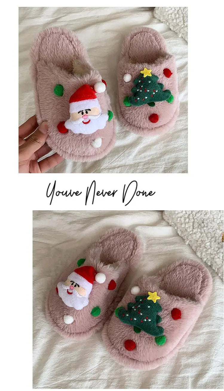 Christmas Kids Plush Slippers | Warm Cotton Indoor Shoes