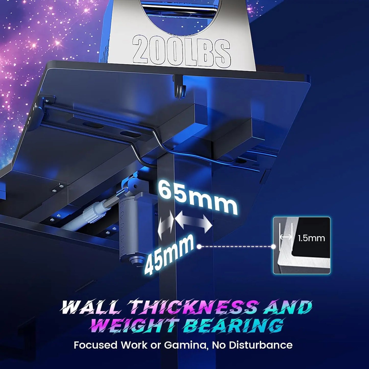 79'' Electric Standing Gaming Desk with LED Lights & Drawers
