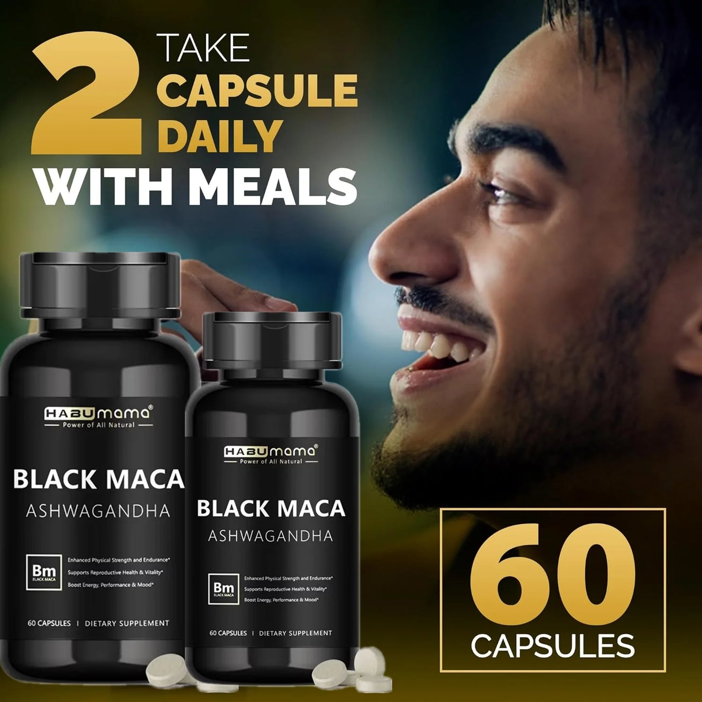 Black Maca Root & Ashwagandha Supplement for Men's Stamina