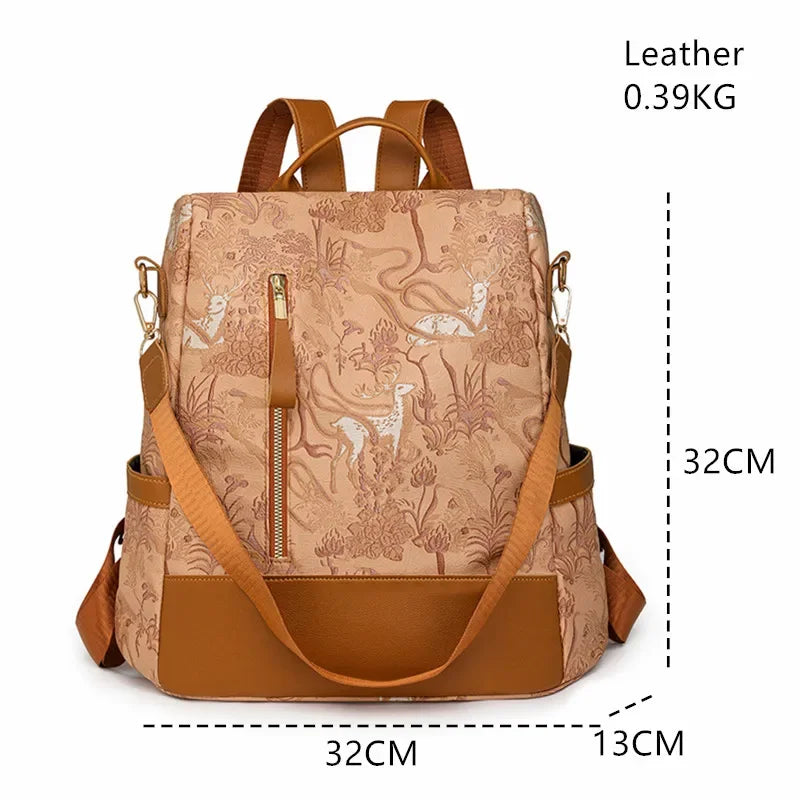 Stylish Color Blocking PU Leather Backpack | Anti-Theft Travel Bag