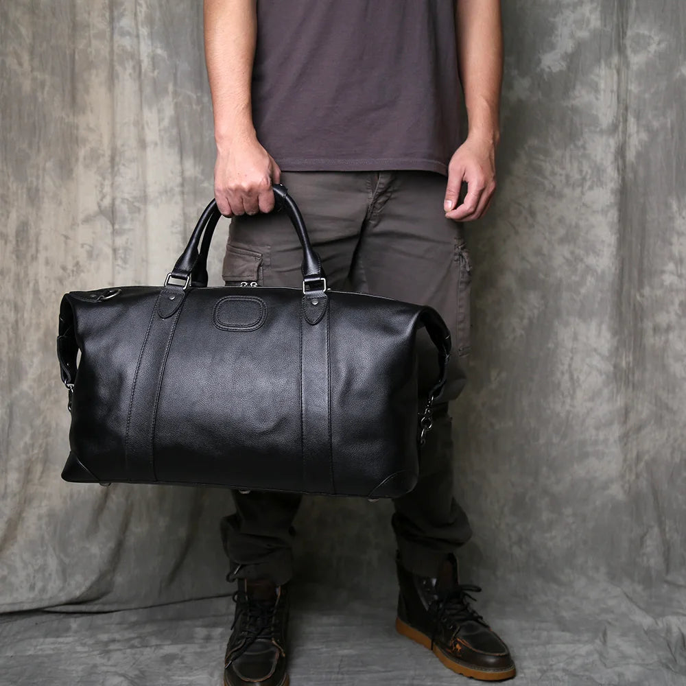 Retro Genuine Leather Men's Travel Bag | Large Capacity Crossbody