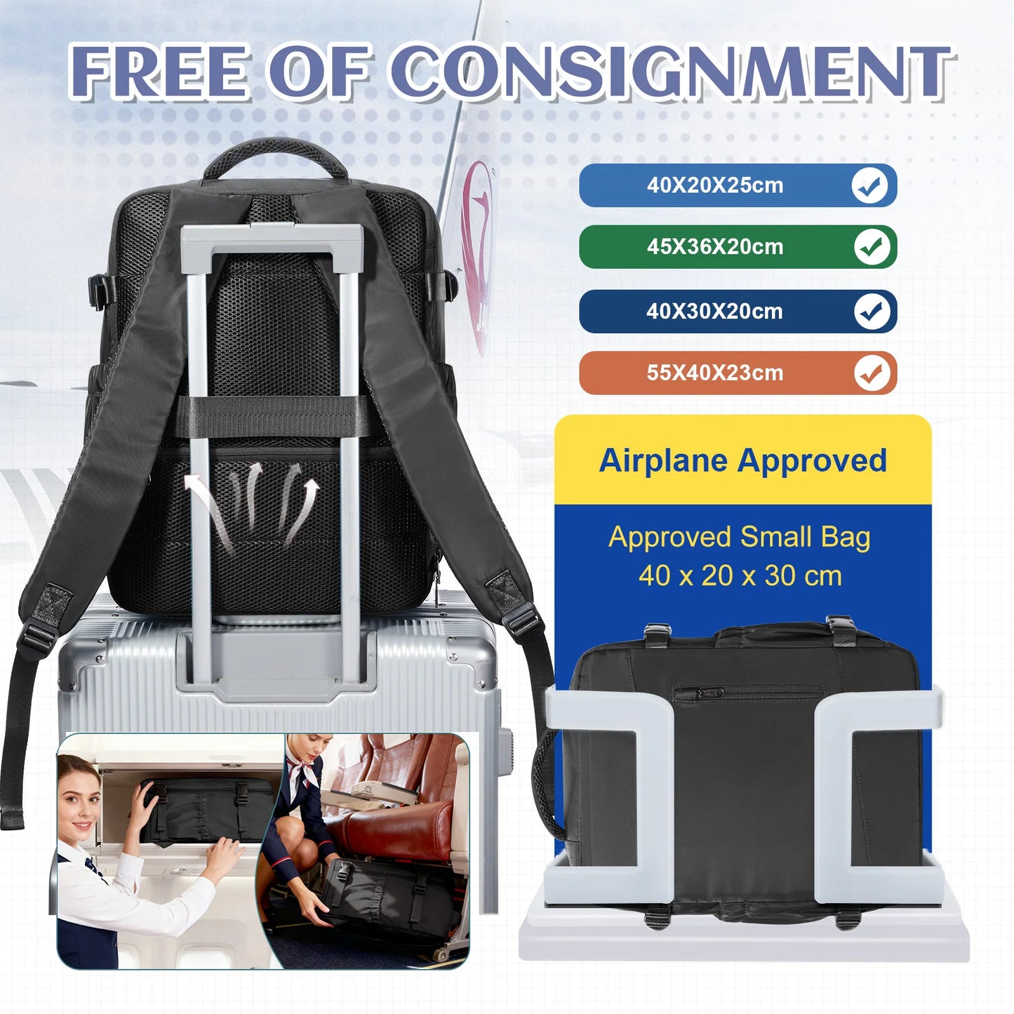 Underseat Travel Backpack | Versatile Laptop & Business Backpack