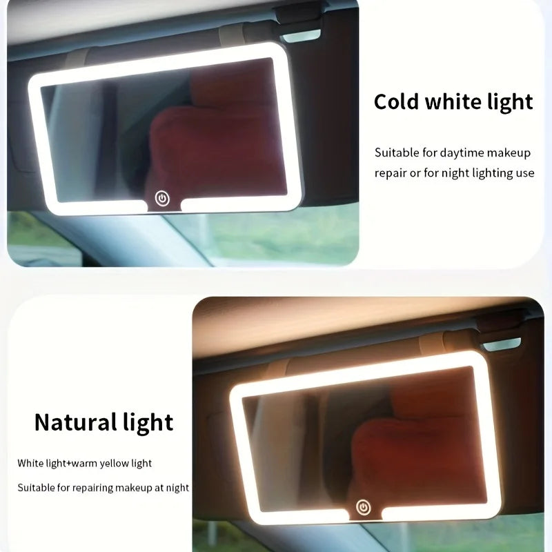 Rechargeable LED HD Makeup Mirror | Versatile Sun Visor Vanity Mirror
