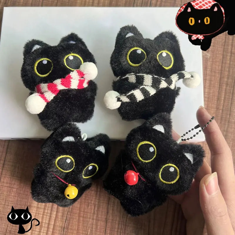 Cute Black Cat Plush Toy | Adorable Keychain & Backpack Decoration
