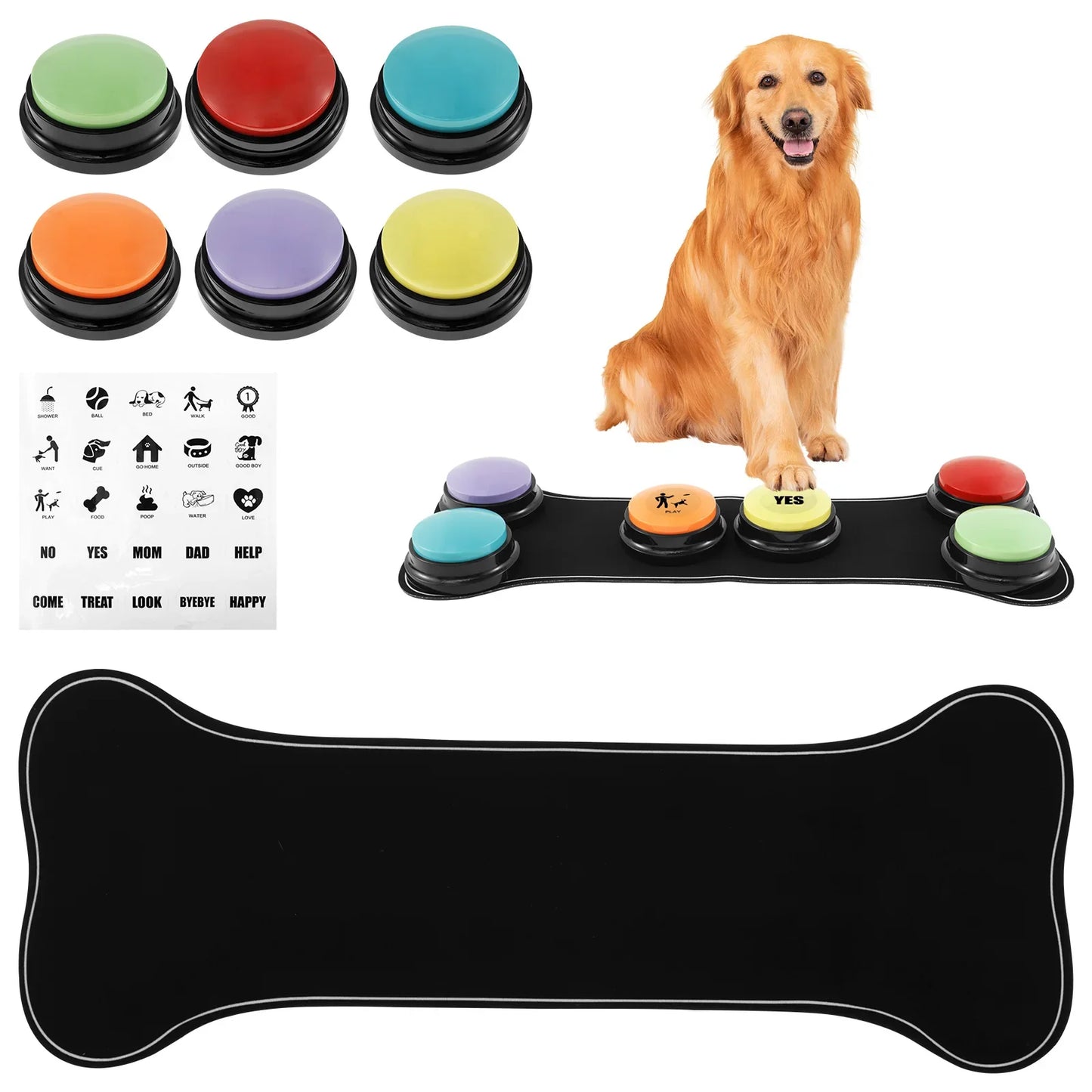 6 botones de comunicación para perros | Herramienta de entrenamiento grabable para mascotas