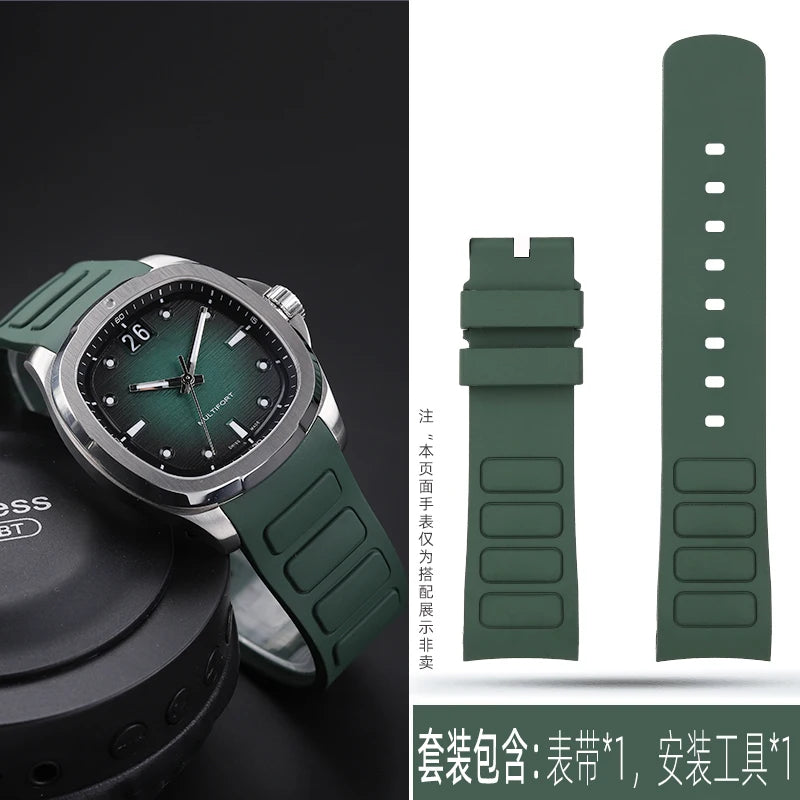 22mm Rubber Watch Strap | Stylish Black/Grey Fluoroelastomer Band