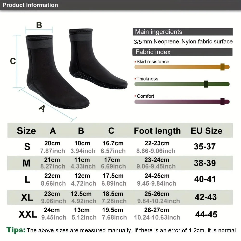 3mm Neoprene Diving Socks | Warm Non-Slip Surf & Swim Shoes