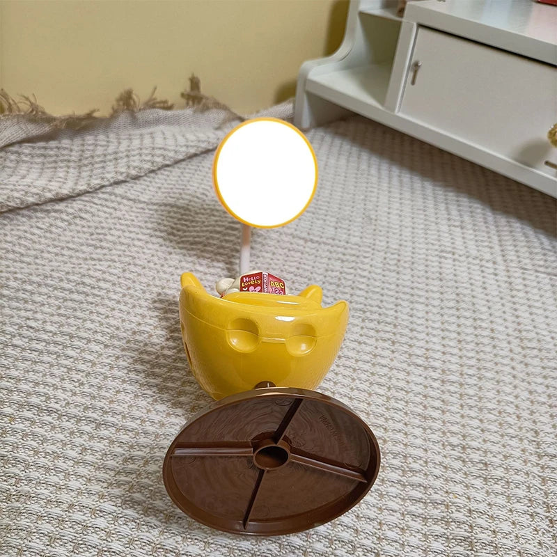Bonita lámpara de escritorio LED flexible de oso con soporte para teléfono | Iluminación acogedora