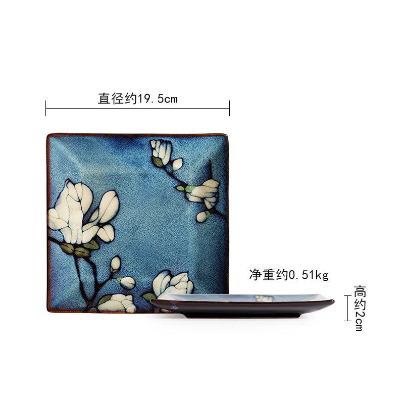 Juego de cuencos hondos para sopa pintados a mano de estilo japonés | Vajilla elegante