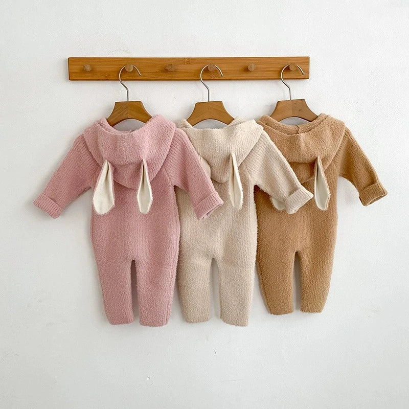 Cozy Cartoon Baby Rompers with Rabbit Ears | Adorable Infant Pajamas