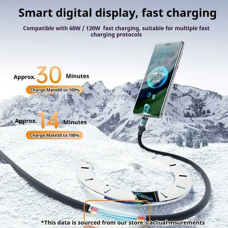 Smart Fast Charging Cable 60W 120W with LED Screen - Versatile & Durable