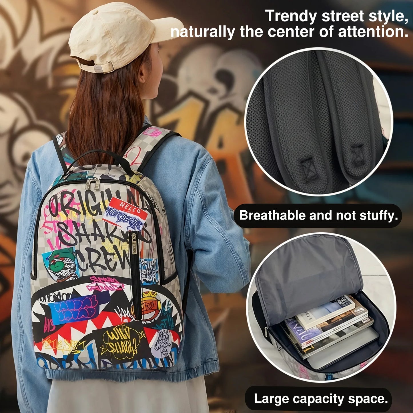 Trendy Hip-Hop Street-Style Backpack | Lightweight Travel Bag