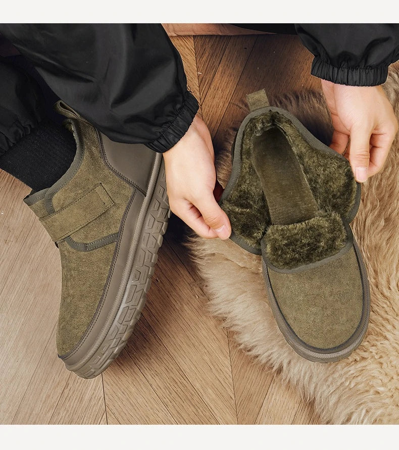 Men's Warm Fleece Lined Snow Boots | Mid-Calf Ankle Winter Shoes