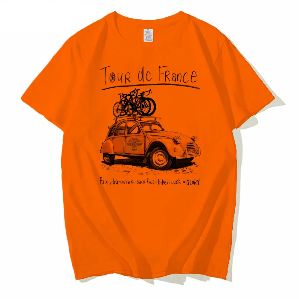 Creative Road Trip Bicycle T-Shirt | Casual Outdoor Cycling Tee