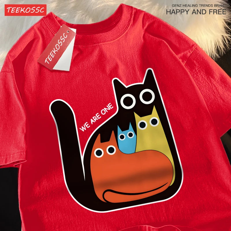 Casual Cartoon Cats Men's Retro T-Shirt | Trendy Summer Style