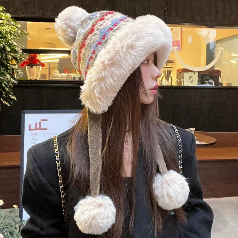 Women's Warm Knitted Fluffy Trapper Hat | Cozy Earflap Beanie