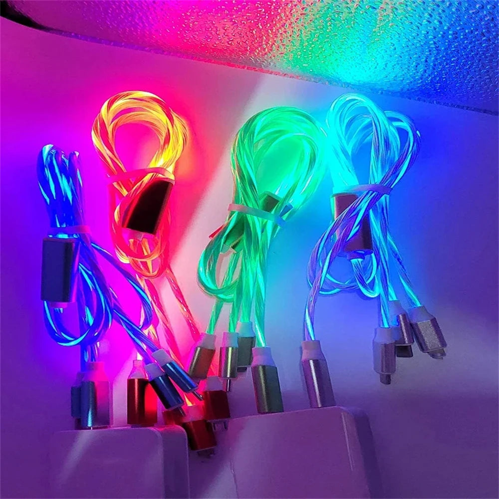 Glowing LED Light USB 3 in 1 Fast Charging Cable for Phones