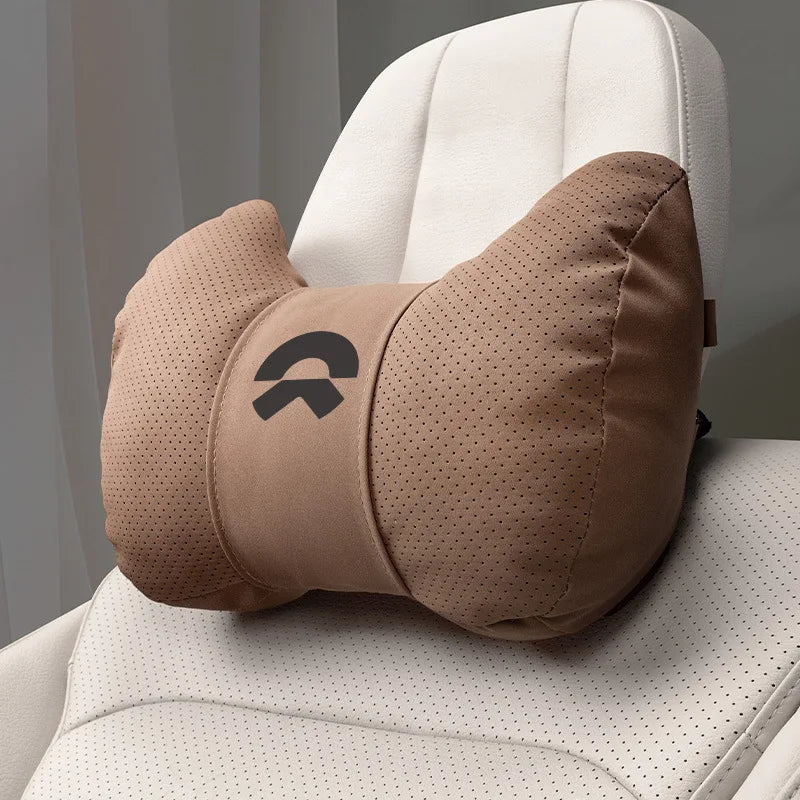 Premium Leather Car Neck Pillow | Ultimate Lumbar Support