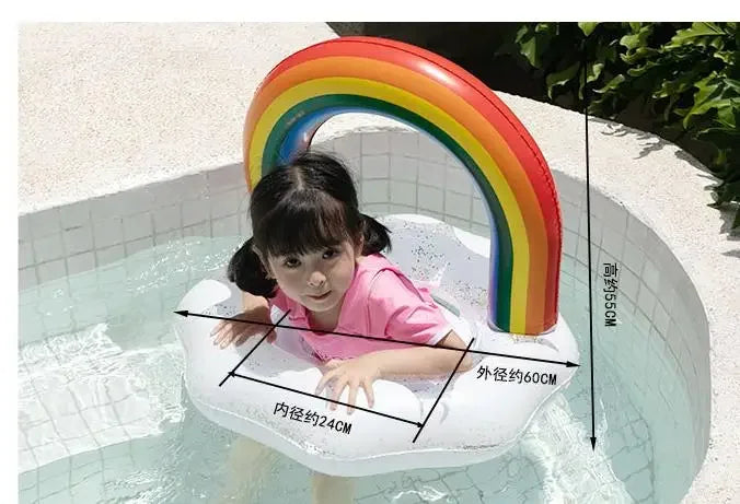 Rainbow Inflatable Swimming Ring | Fun Pool Float for All Ages
