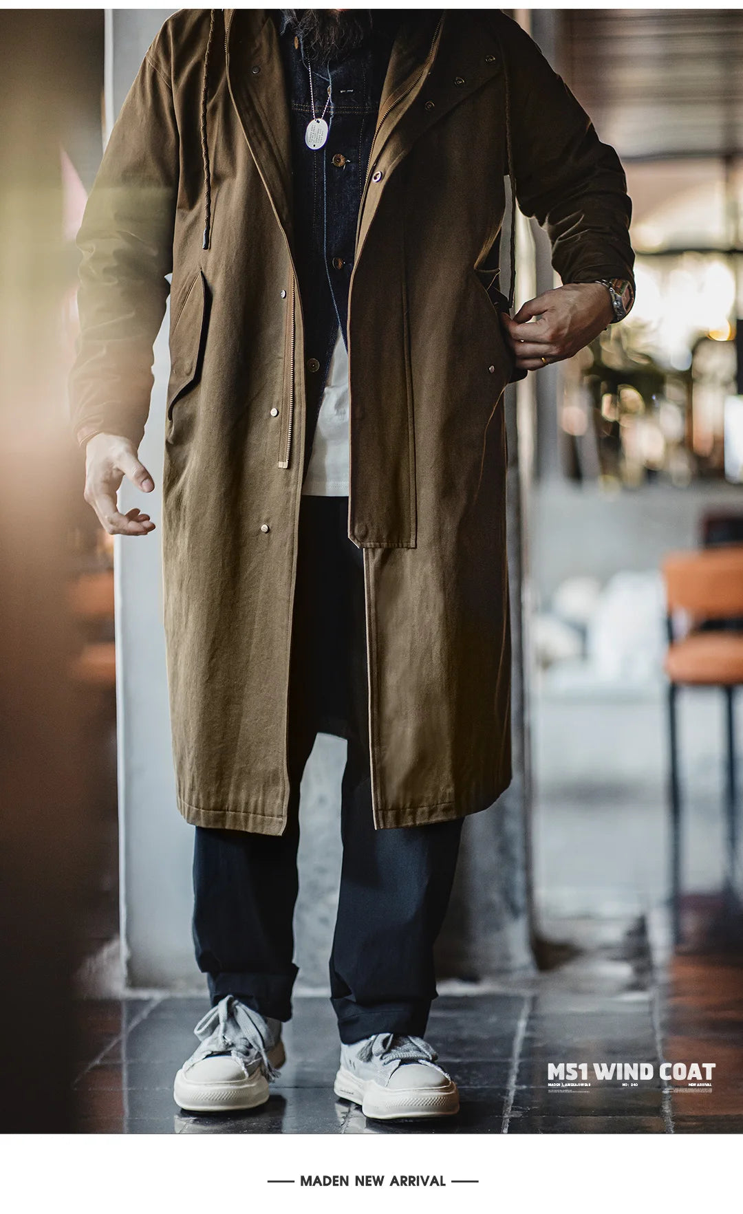 Men's Retro Hooded Windbreaker | Versatile Mid-Length Jacket